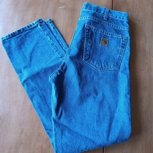 Carhartt Jeans Mens 33x32 Blue Medium Wash Traditional Fit Straight Leg Workwear